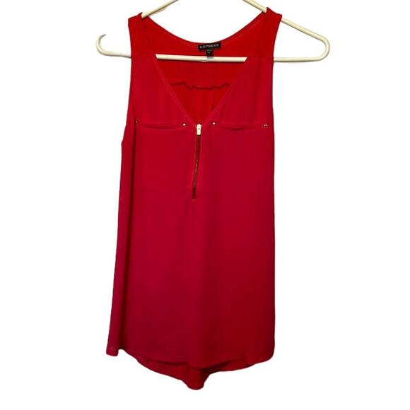 Express Watermelon Pink Front Zip Up Sleeveless Tank Top - Picture 1 of 11